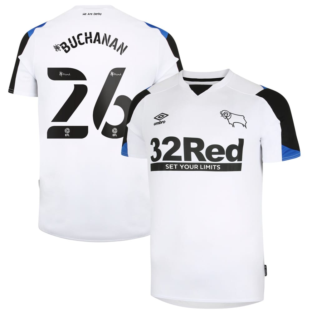 EFL League One Derby County Home Jersey Shirt 2021-22 player Buchanan 26 printing for Men