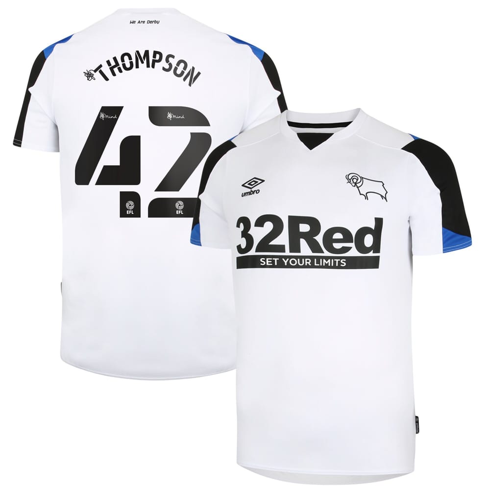 EFL League One Derby County Home Jersey Shirt 2021-22 player Thompson 42 printing for Men