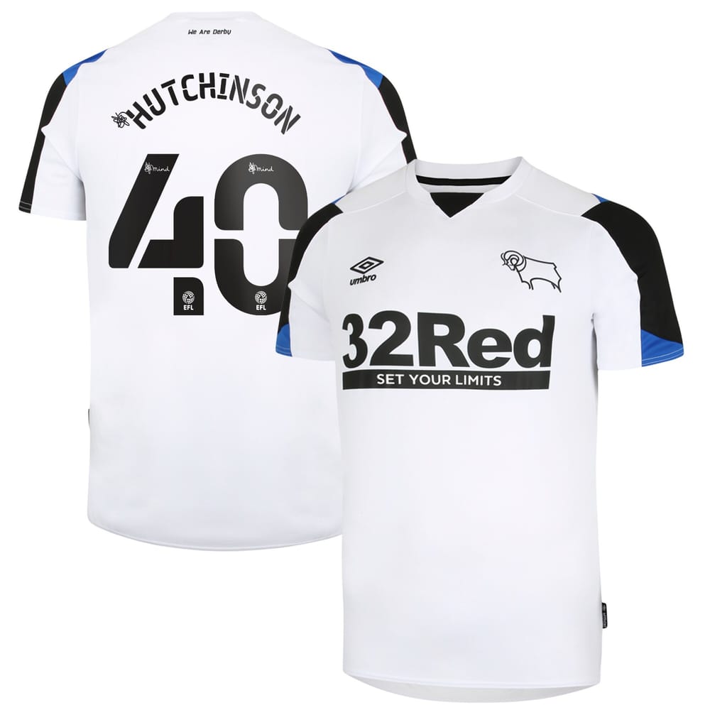 EFL League One Derby County Home Jersey Shirt 2021-22 player Hutchinson 40 printing for Men