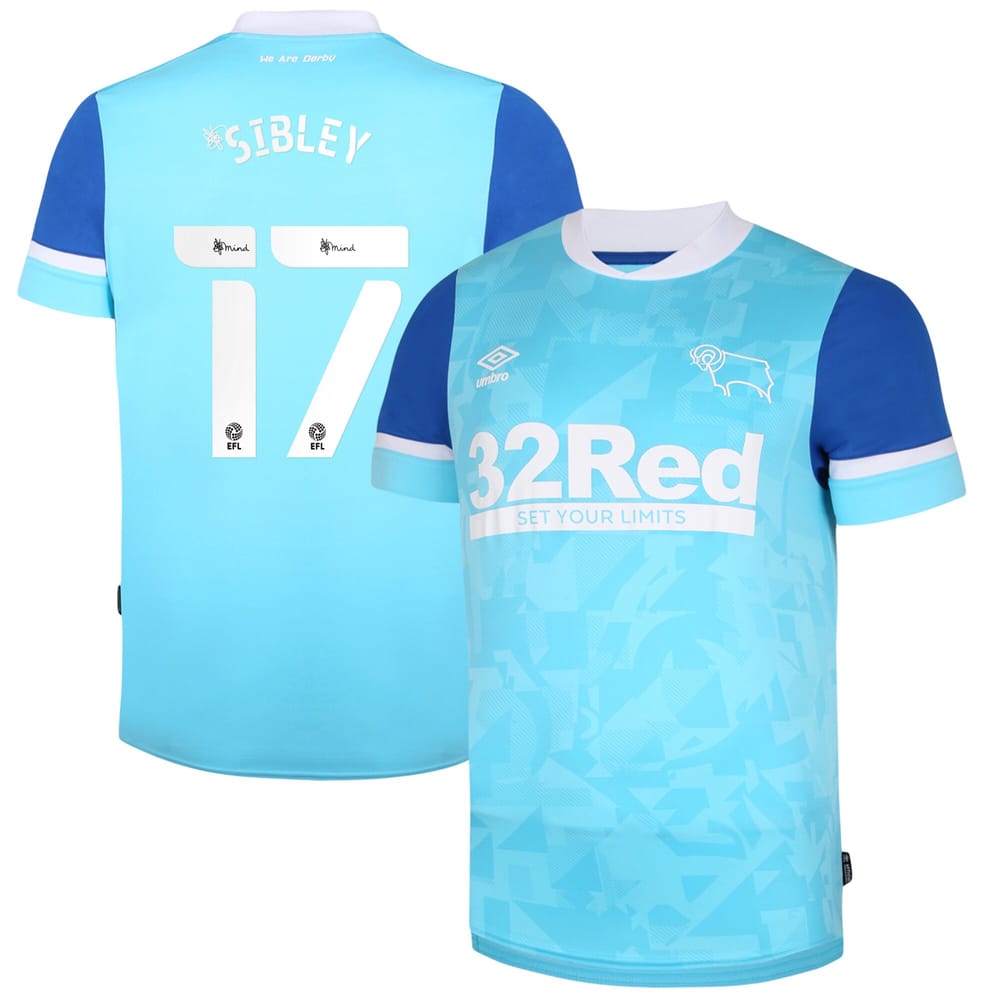EFL League One Derby County Away Jersey Shirt 2021-22 player Sibley 17 printing for Men