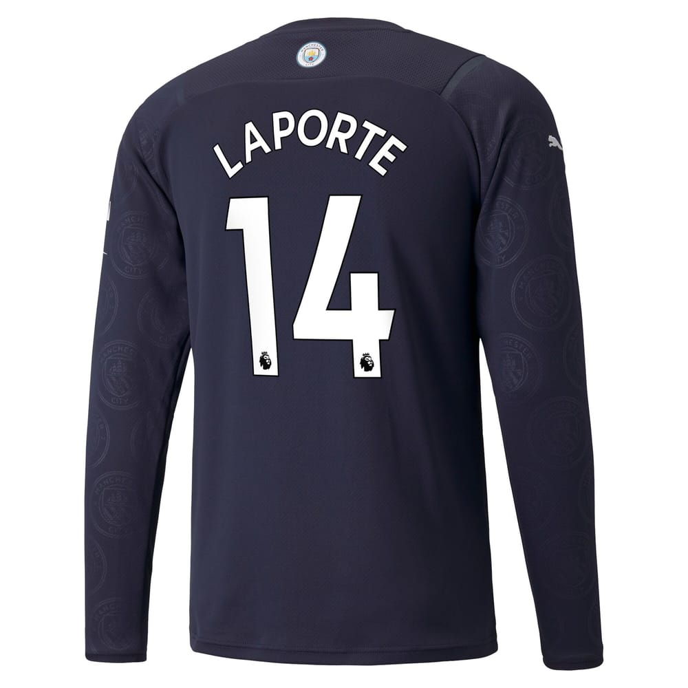 Premier League Manchester City Third Long Sleeve Jersey Shirt 2021-22 player Laporte 14 printing for Men