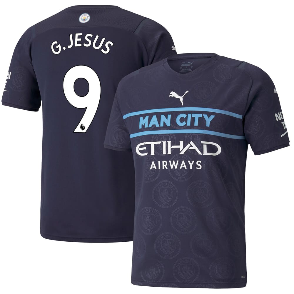 Premier League Manchester City Third Jersey Shirt 2021-22 player G.Jesus 9 printing for Men