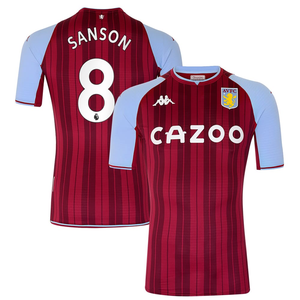 Premier League Aston Villa Home Jersey Shirt 2021-22 player Sanson 8 printing for Men