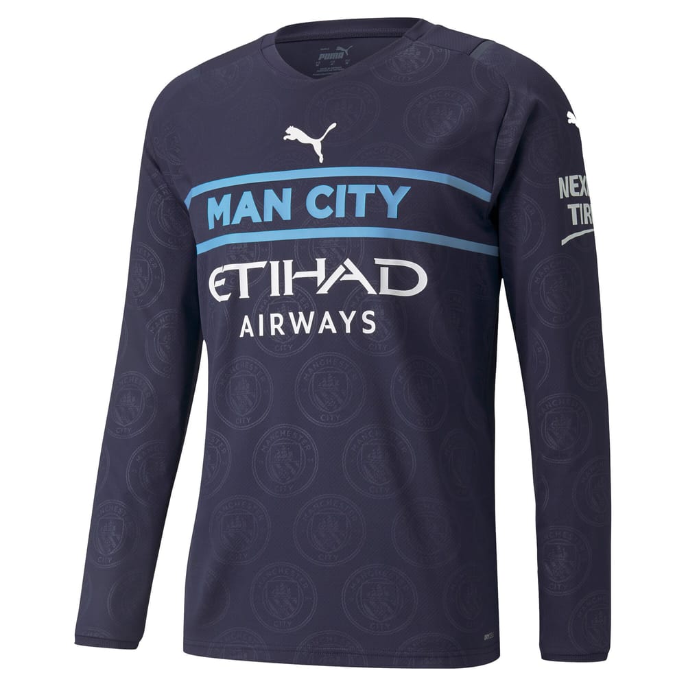 Premier League Manchester City Third Long Sleeve Jersey Shirt 2021-22 player Fernandinho 25 printing for Men