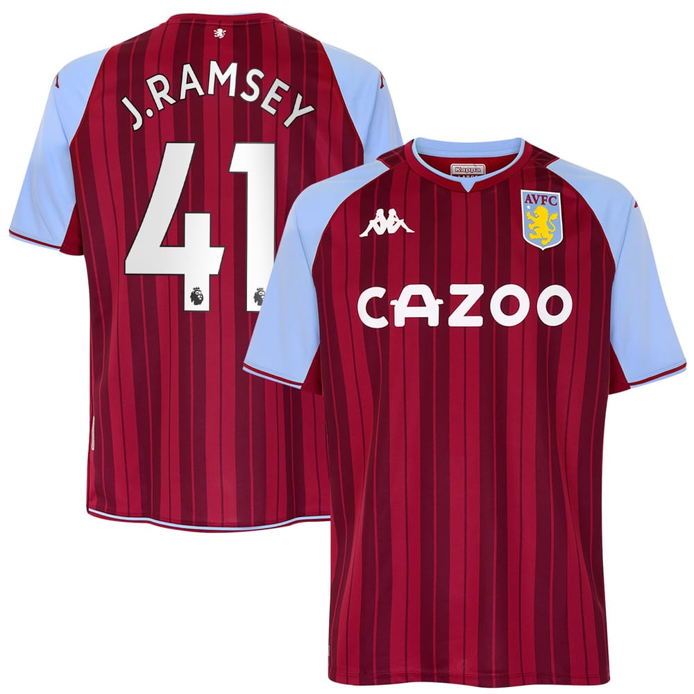 Premier League Aston Villa Home Jersey Shirt 2021-22 player J.Ramsey 41 printing for Men
