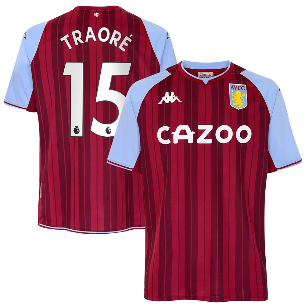 Premier League Aston Villa Home Jersey Shirt 2021-22 player Traoré 15 printing for Men