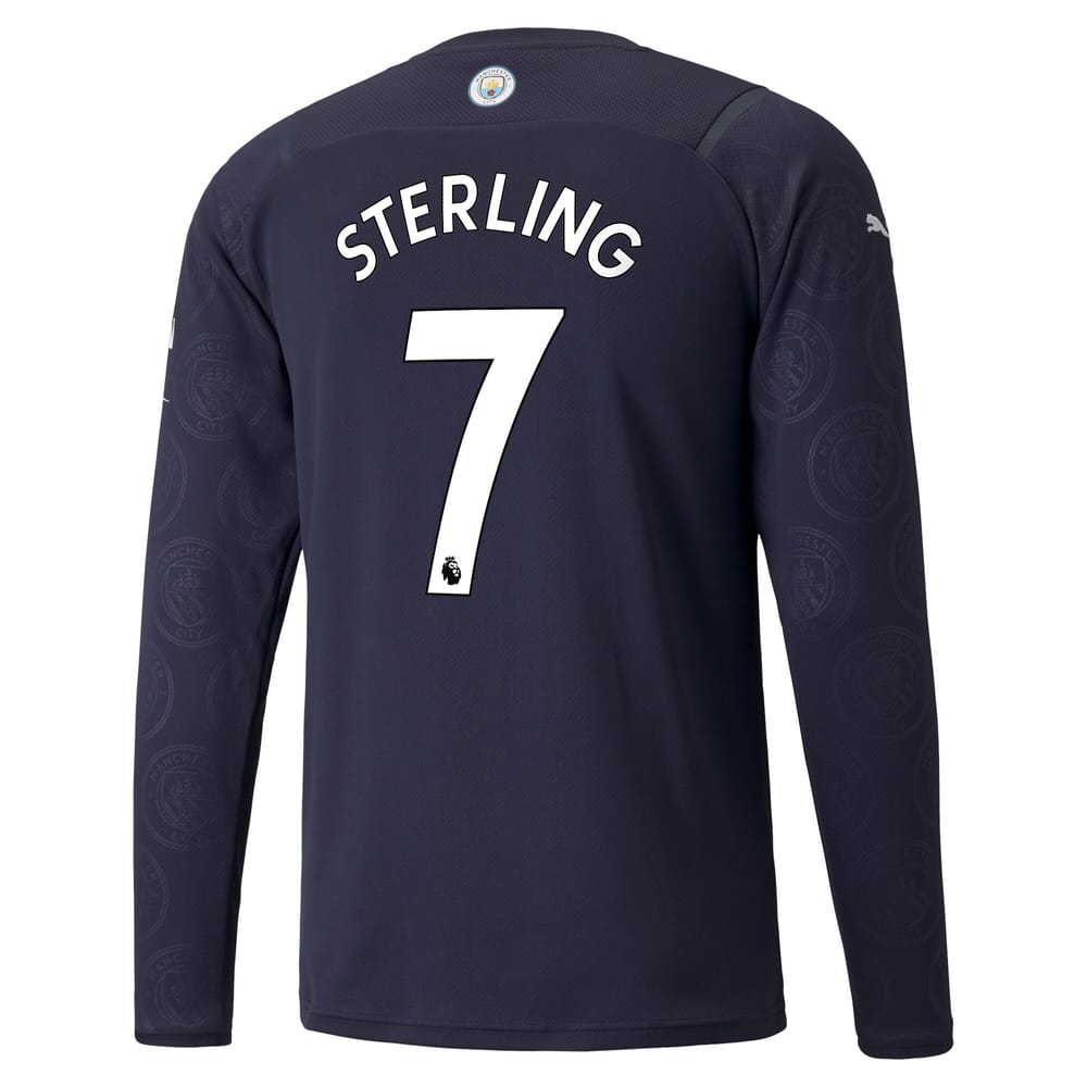 Premier League Manchester City Third Long Sleeve Jersey Shirt 2021-22 player Sterling 7 printing for Men