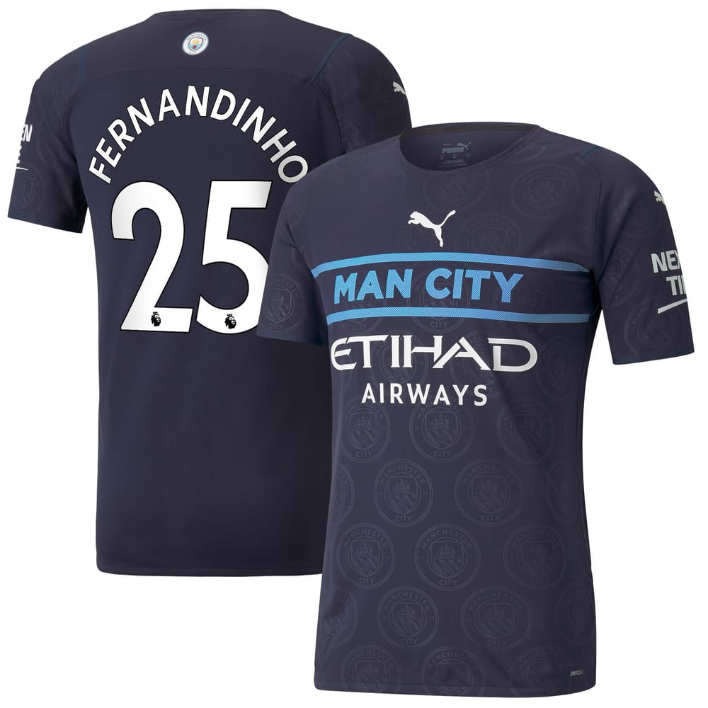 Premier League Manchester City Third Jersey Shirt 2021-22 player Fernandinho 25 printing for Men