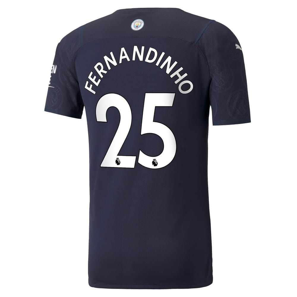 Premier League Manchester City Third Jersey Shirt 2021-22 player Fernandinho 25 printing for Men
