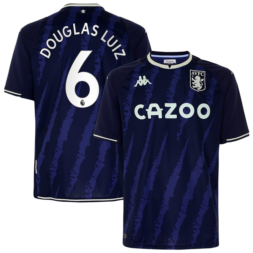 Premier League Aston Villa Third Jersey Shirt 2021-22 player Douglas Luiz 6 printing for Men