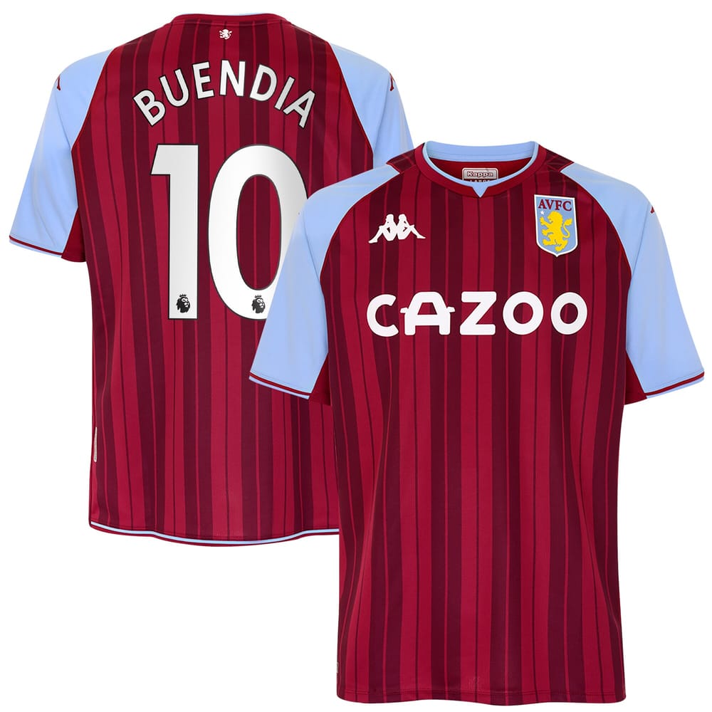 Premier League Aston Villa Home Jersey Shirt 2021-22 player Buendia 10 printing for Men