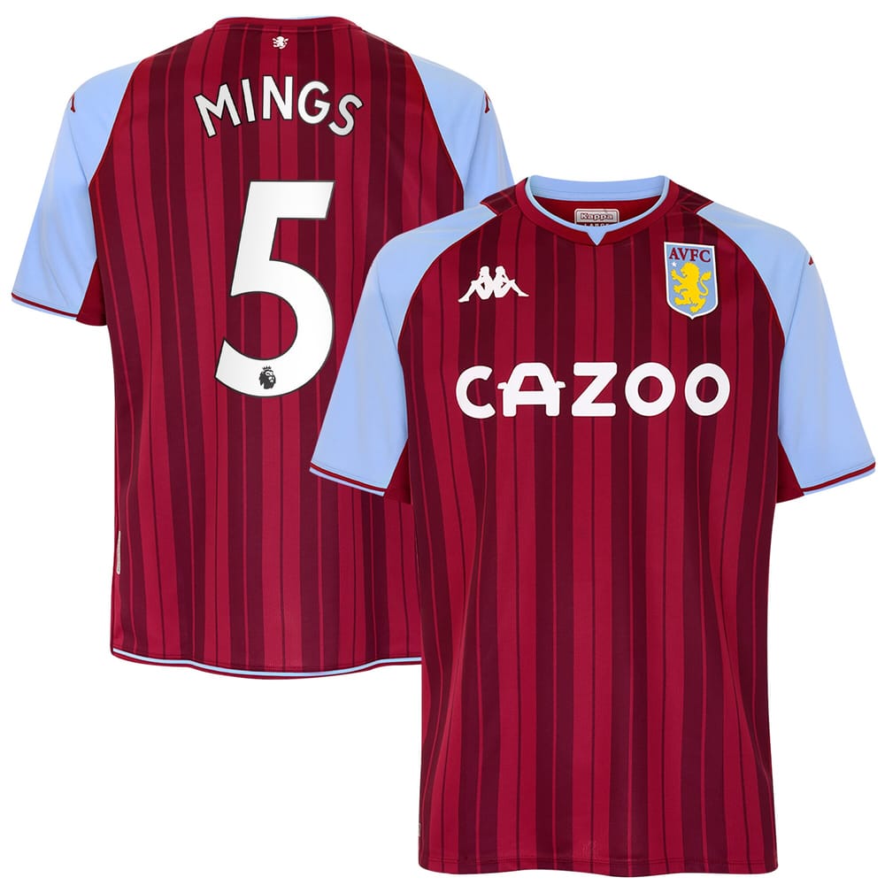 Premier League Aston Villa Home Jersey Shirt 2021-22 player Mings 5 printing for Men