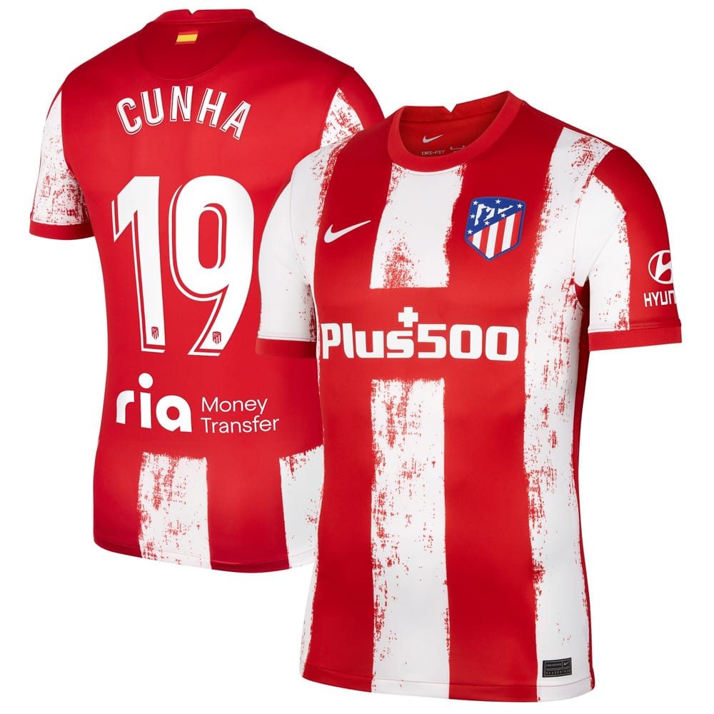 La Liga Atletico de Madrid Home Shirt 2021-22 player Cunha 19 printing for Men