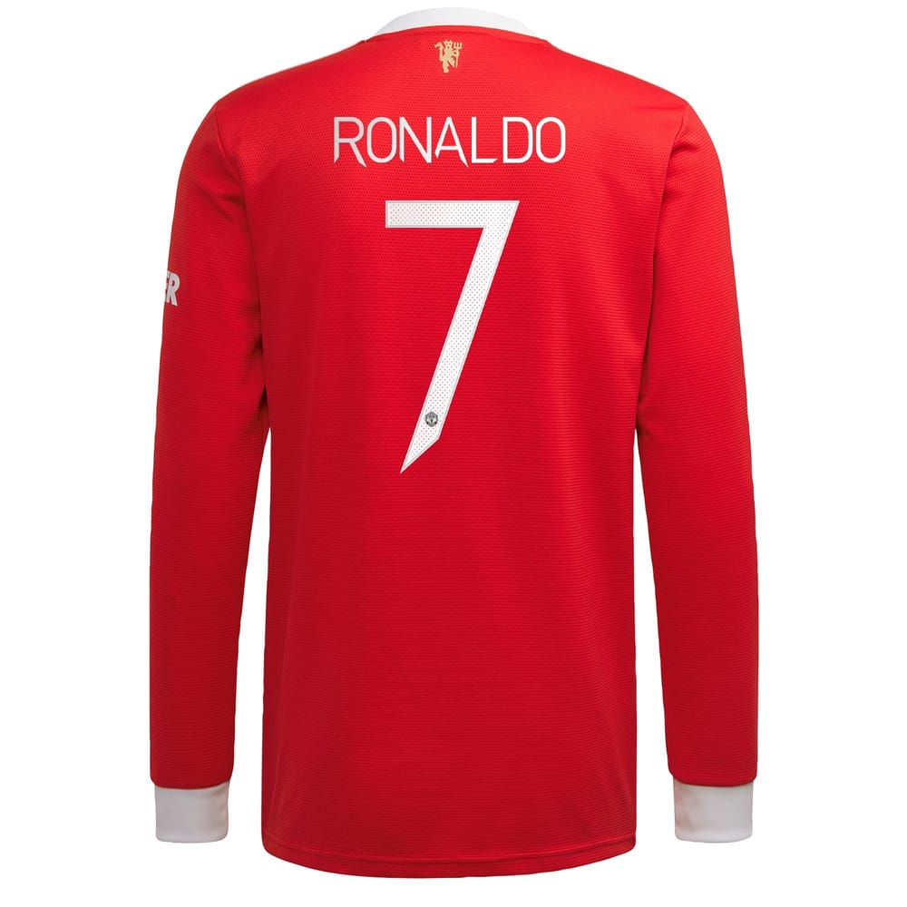 Premier League Manchester United Home Long Sleeve Jersey Shirt 2021-22 player Ronaldo 7 printing for Men
