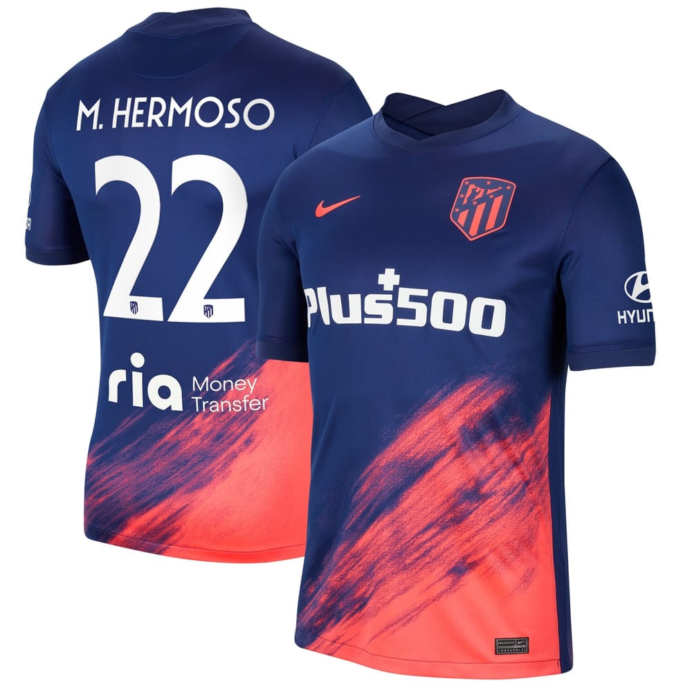 La Liga Atletico de Madrid Away Jersey Shirt 2021-22 player M.Hermoso 22 printing for Men