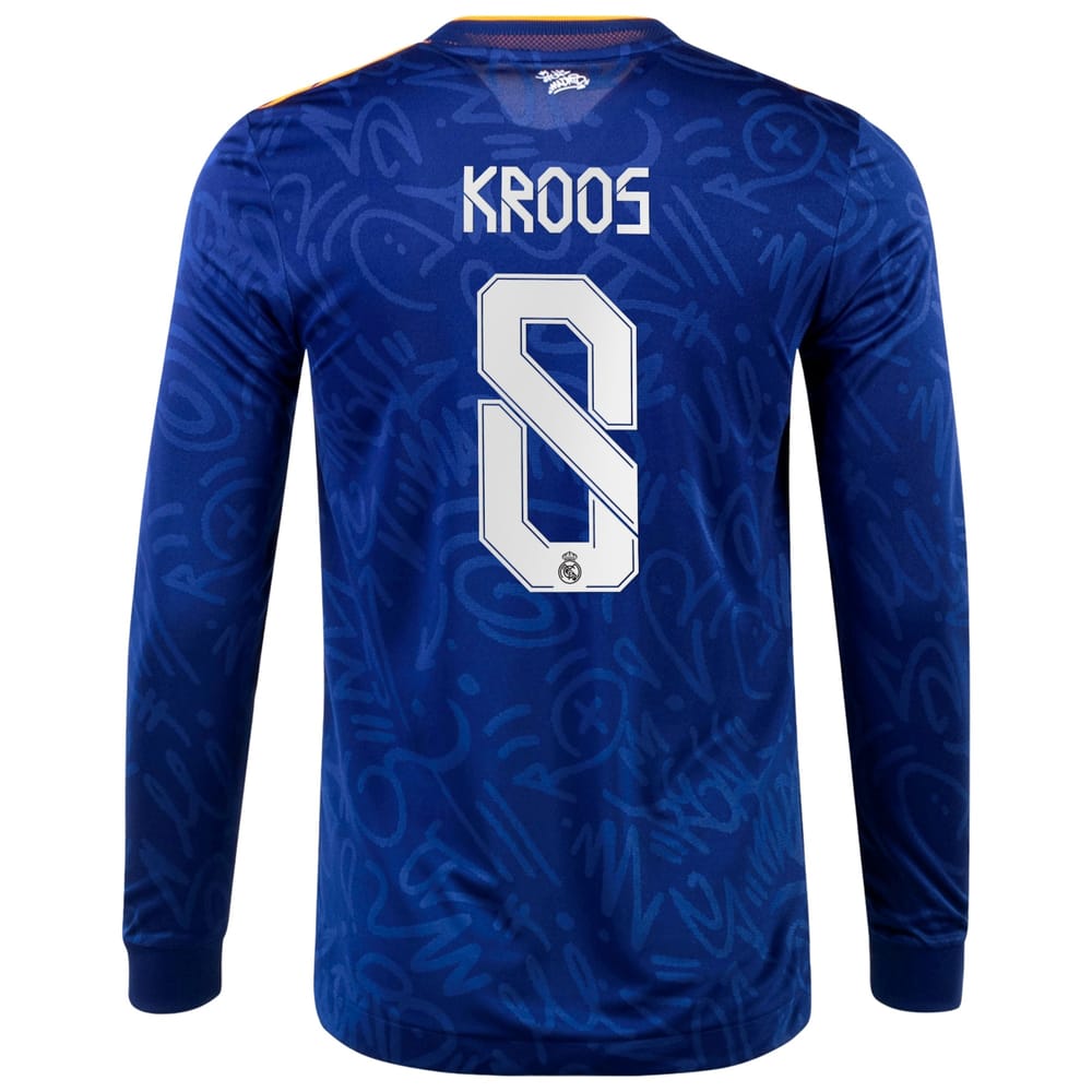 La Liga Real Madrid Away Long Sleeve Jersey Shirt 2021-22 player Kroos 8 printing for Men