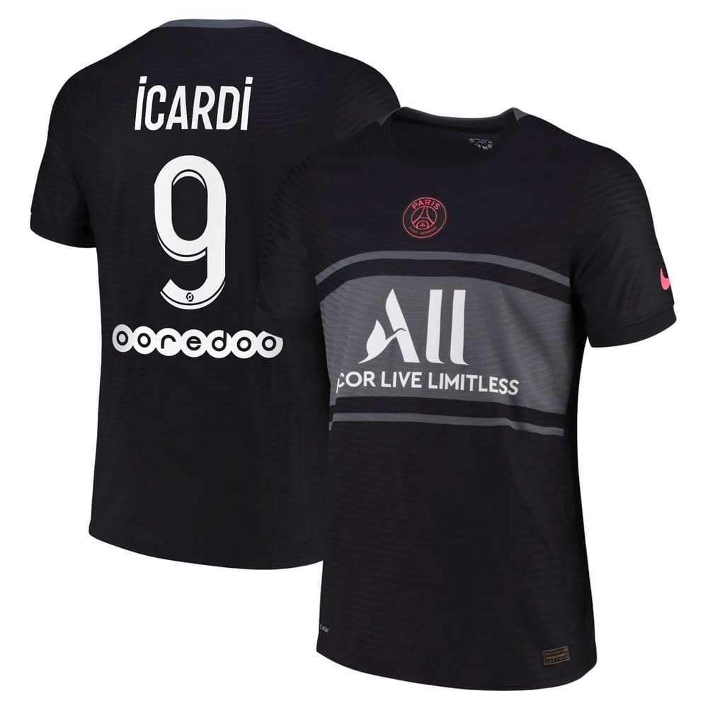 Ligue 1 Paris Saint-Germain Third Jersey Shirt 2021-22 player Icardi 9 printing for Men