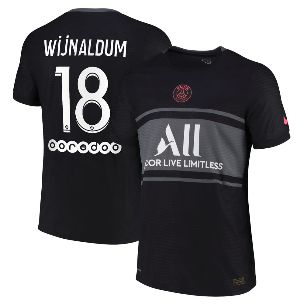 Ligue 1 Paris Saint-Germain Third Jersey Shirt 2021-22 player Wijnaldum 18 printing for Men