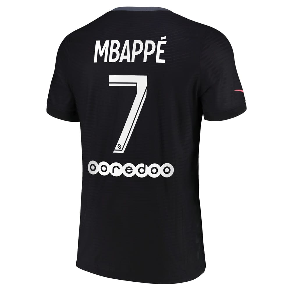 Ligue 1 Paris Saint-Germain Third Jersey Shirt 2021-22 player Mbappé 7 printing for Men