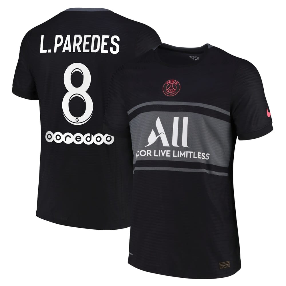 Ligue 1 Paris Saint-Germain Third Jersey Shirt 2021-22 player L.Paredes 8 printing for Men