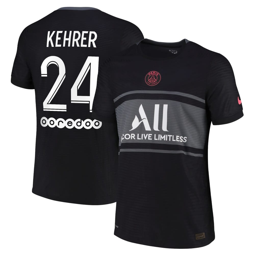 Ligue 1 Paris Saint-Germain Third Jersey Shirt 2021-22 player Kehrer 24 printing for Men
