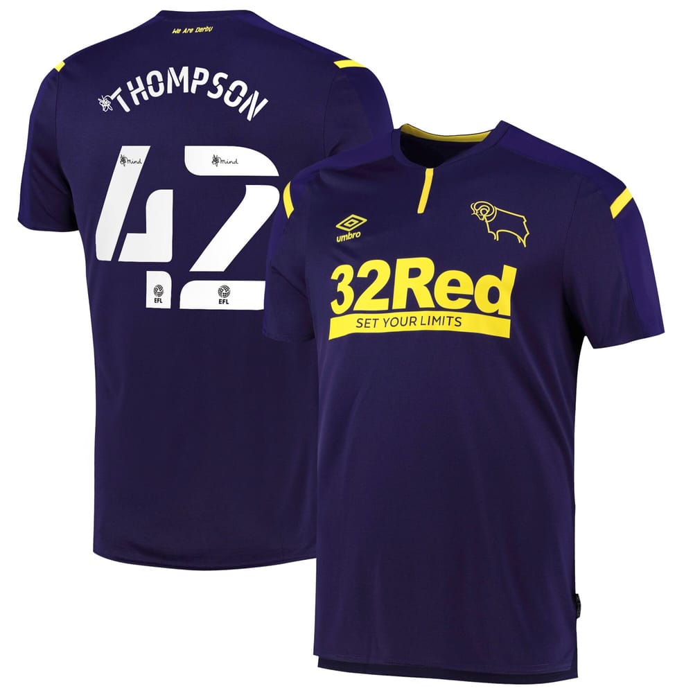 EFL League One Derby County Third Jersey Shirt 2021-22 player Thompson 42 printing for Men