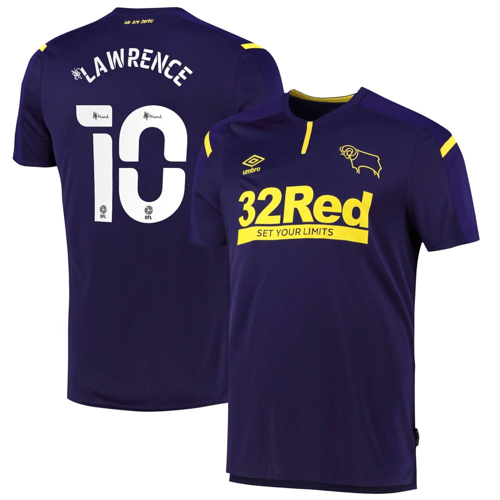 EFL League One Derby County Third Jersey Shirt 2021-22 player Lawrence 10 printing for Men