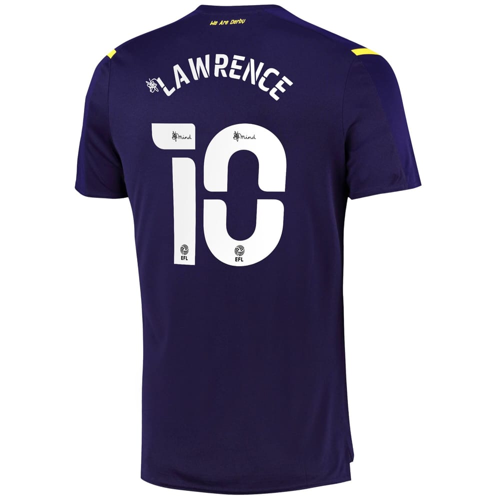 EFL League One Derby County Third Jersey Shirt 2021-22 player Lawrence 10 printing for Men