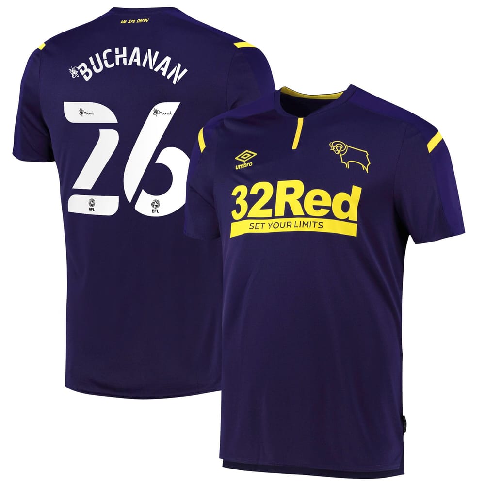 EFL League One Derby County Third Jersey Shirt 2021-22 player Buchanan 26 printing for Men