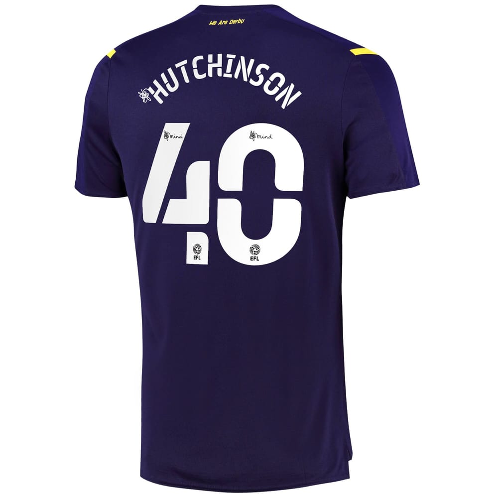 EFL League One Derby County Third Jersey Shirt 2021-22 player Hutchinson 40 printing for Men