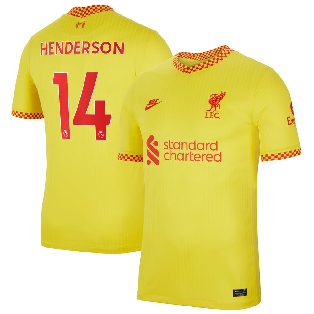Premier League Liverpool Third Jersey Shirt 2021-22 player Henderson 14 printing for Men