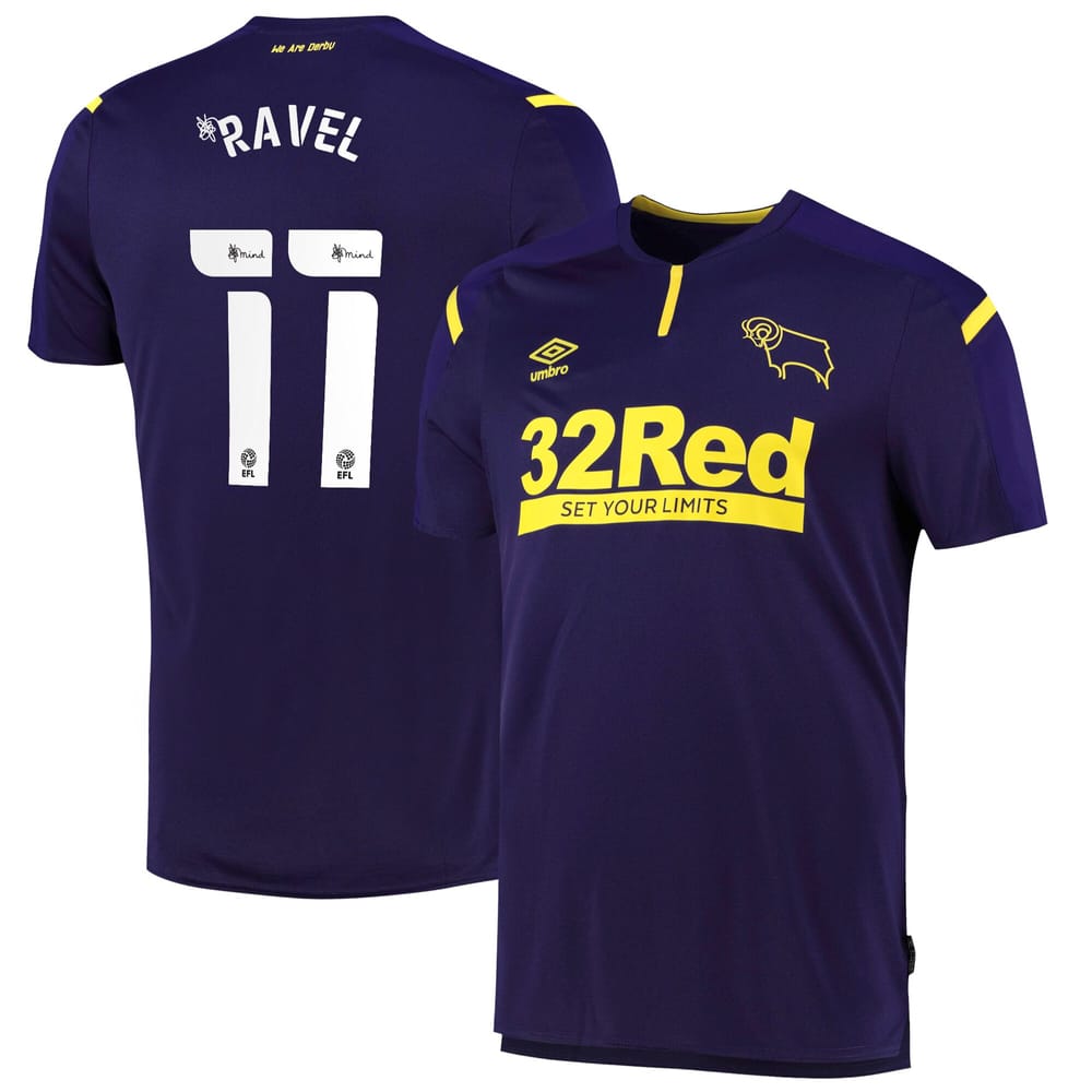 EFL League One Derby County Third Jersey Shirt 2021-22 player Ravel 11 printing for Men