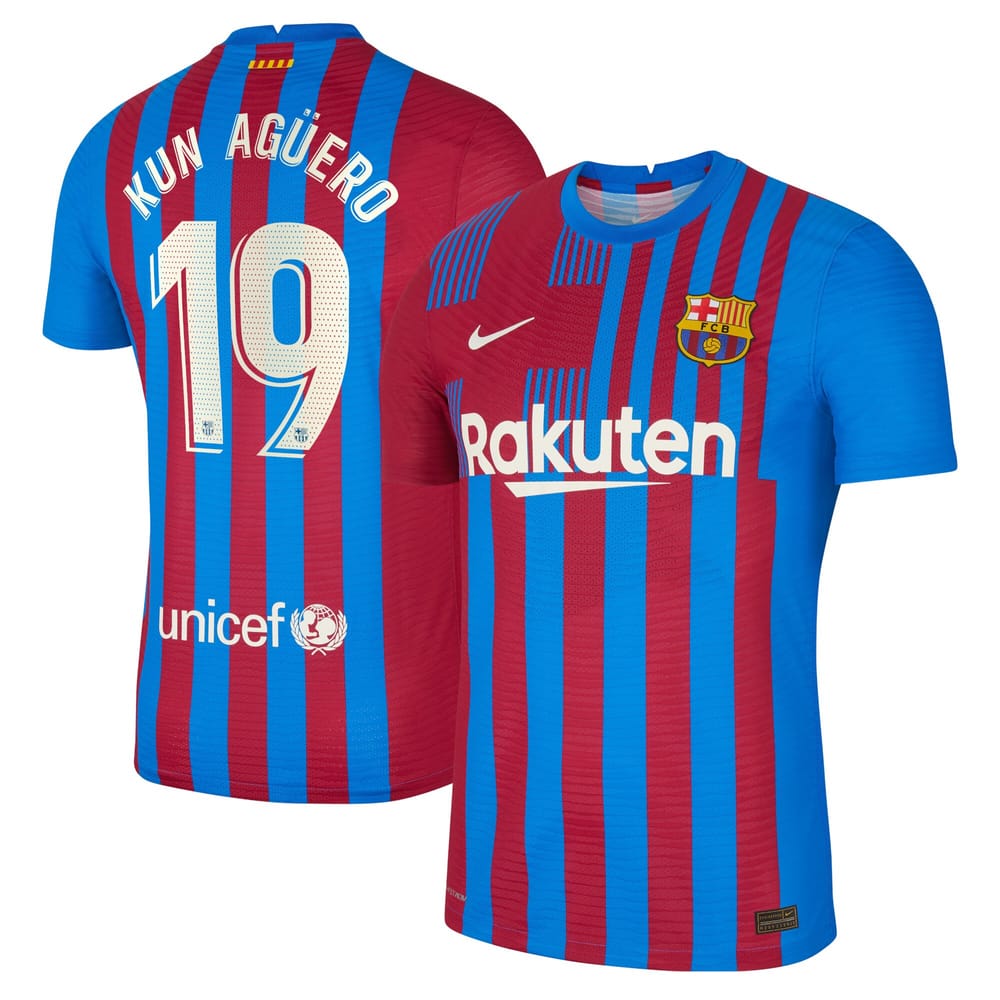 La Liga Barcelona Home Jersey Shirt 2021-22 player Kun Aguero 19 printing for Men