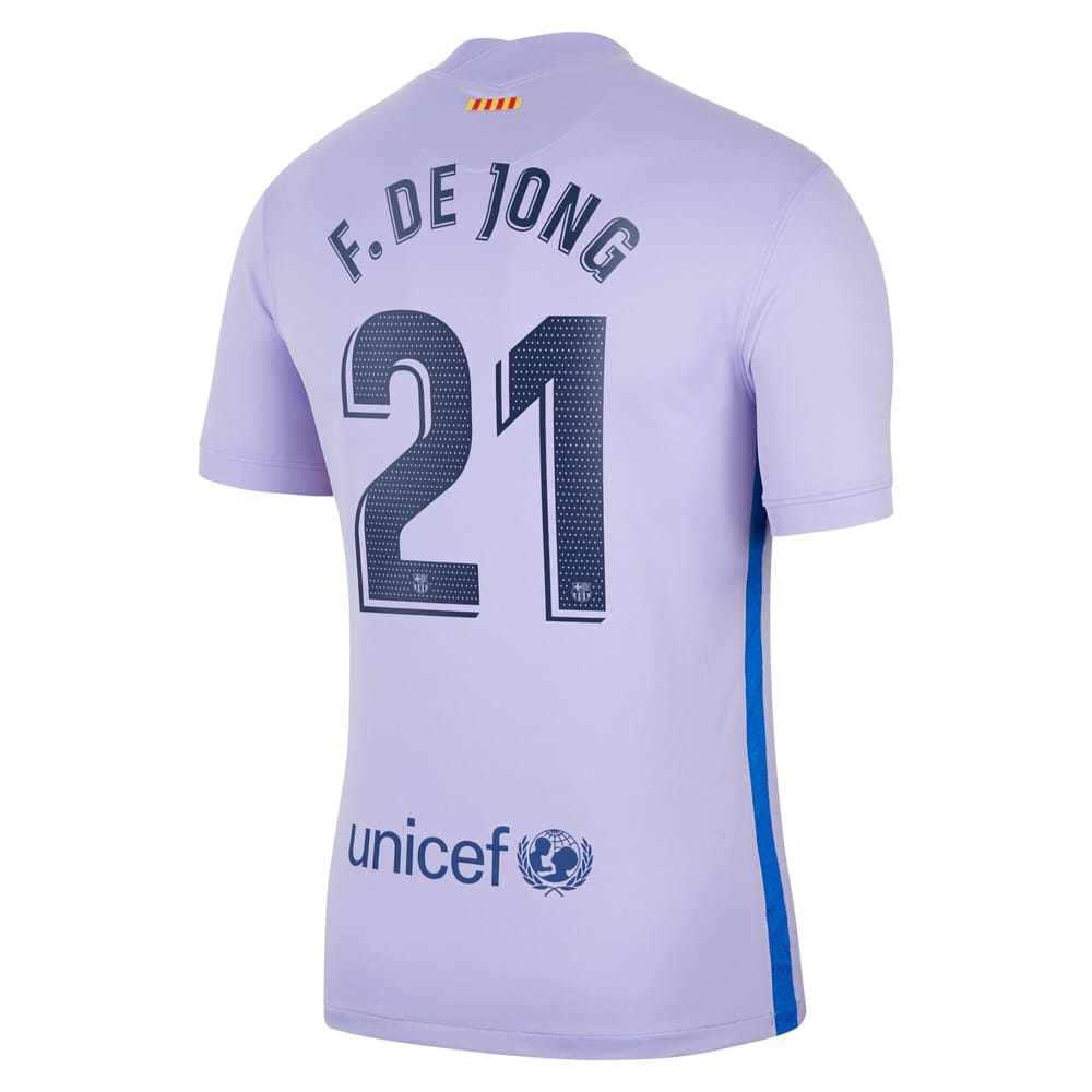 La Liga Barcelona Away Jersey Shirt 2021-22 player F. De Jong 21 printing for Men