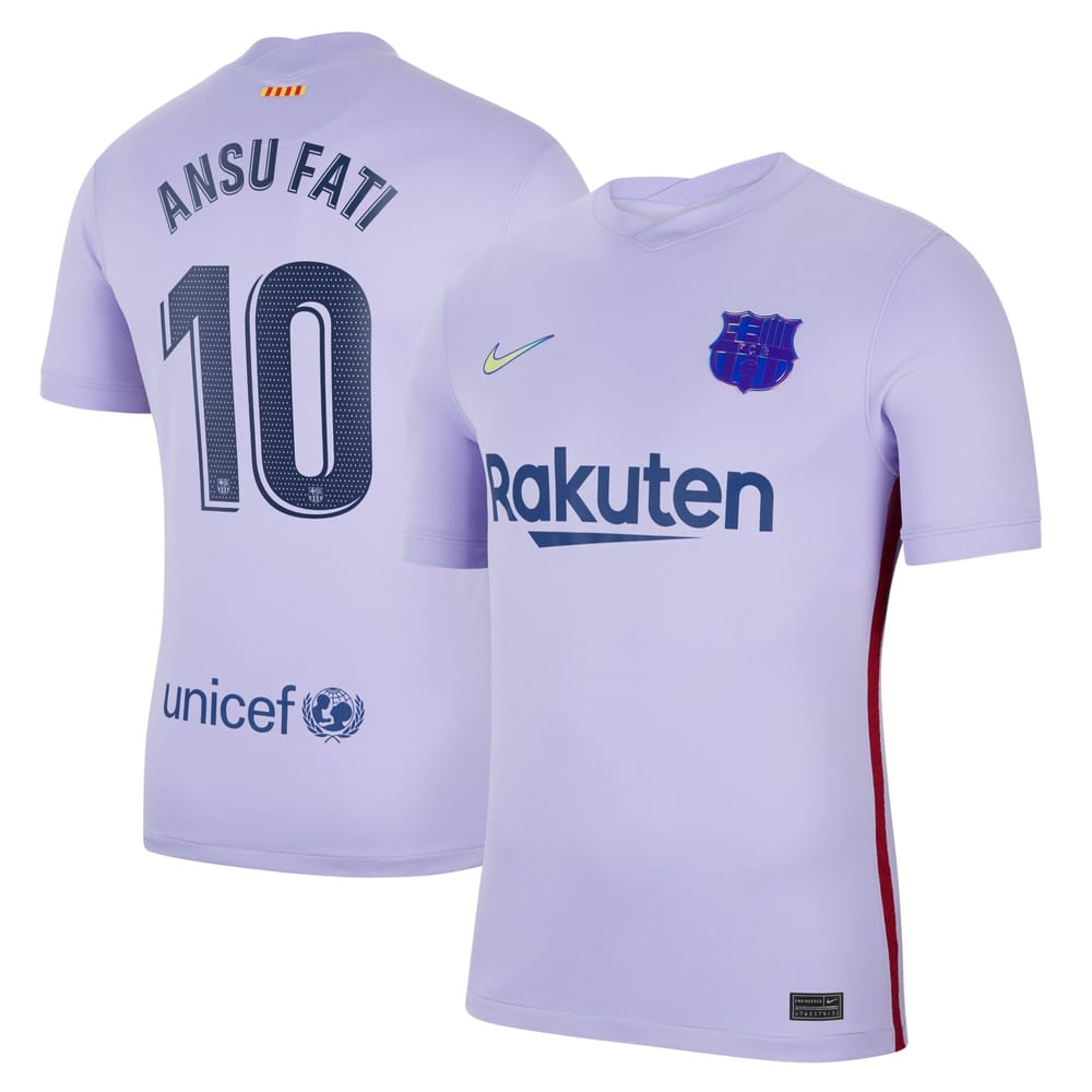 La Liga Barcelona Away Jersey Shirt 2021-22 player Ansu Fati 10 printing for Men