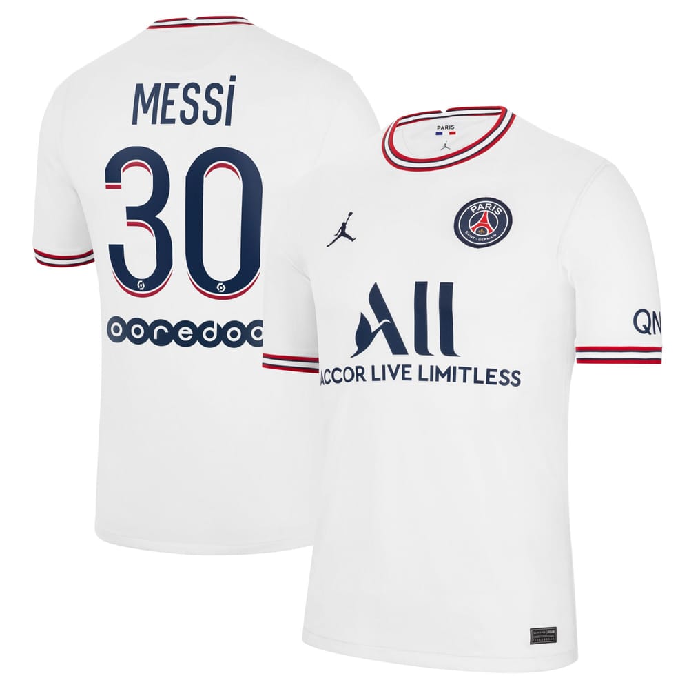 Ligue 1 Paris Saint-Germain Fourth Jersey Shirt 2021-22 player Messi 30 printing for Men