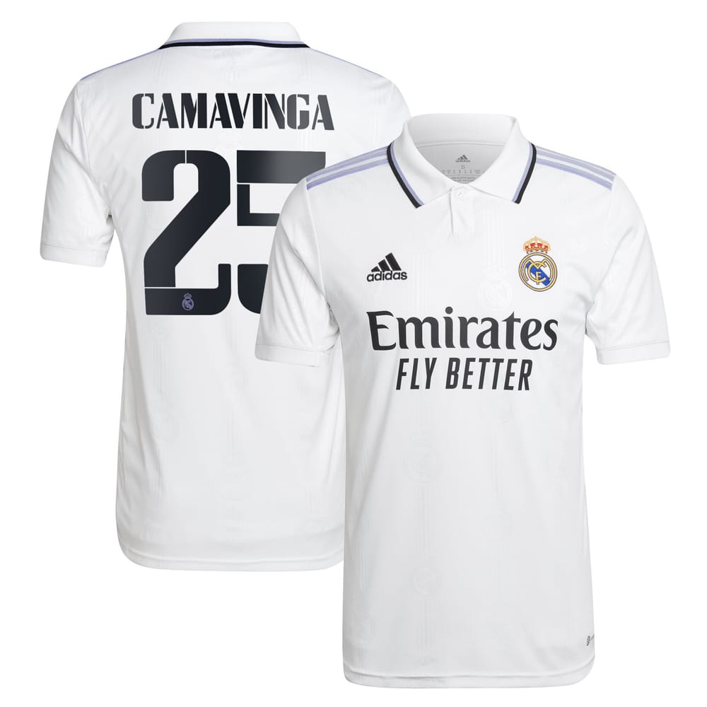 La Liga Real Madrid Home Jersey Shirt 2022-23 player Camavinga 25 printing for Men