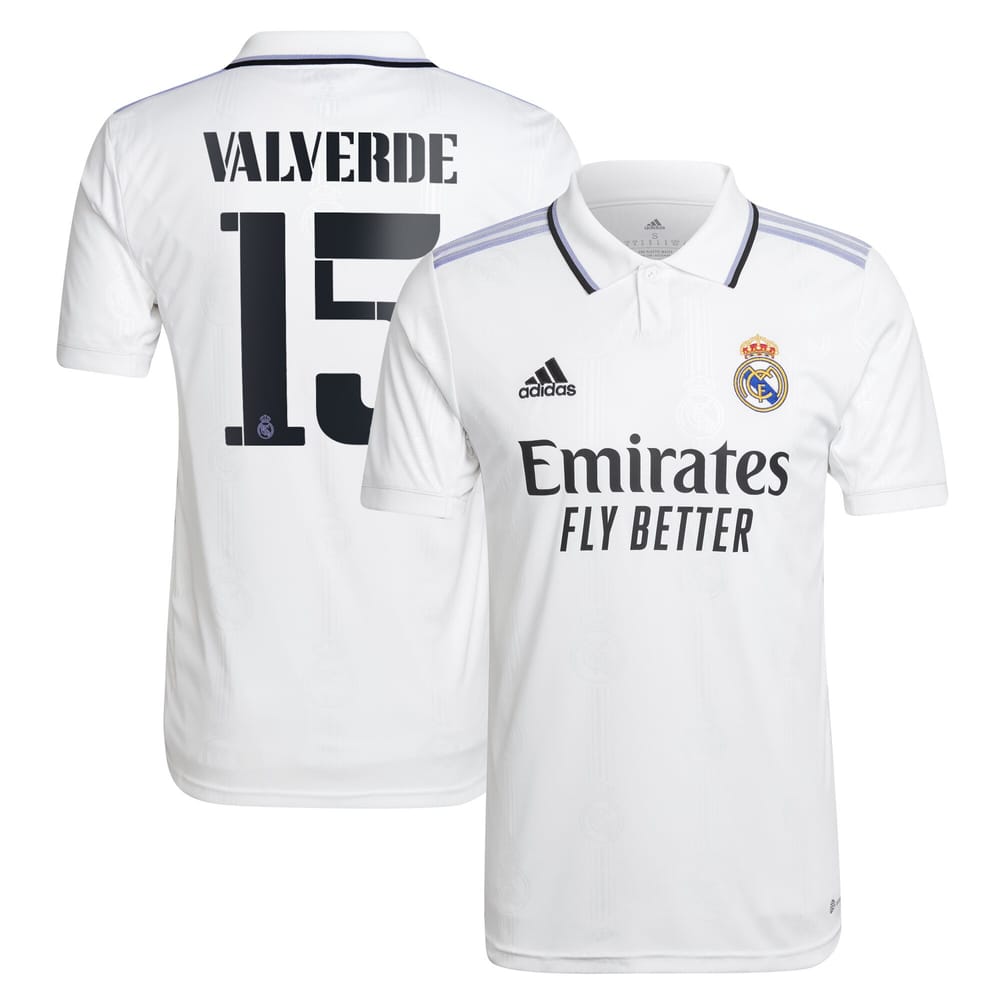 La Liga Real Madrid Home Jersey Shirt 2022-23 player Valverde 15 printing for Men