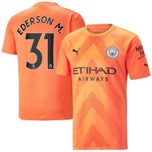 Premier League Manchester City Goalkeeper Jersey Shirt 2022-23 player Ederson M. 31 printing for Men