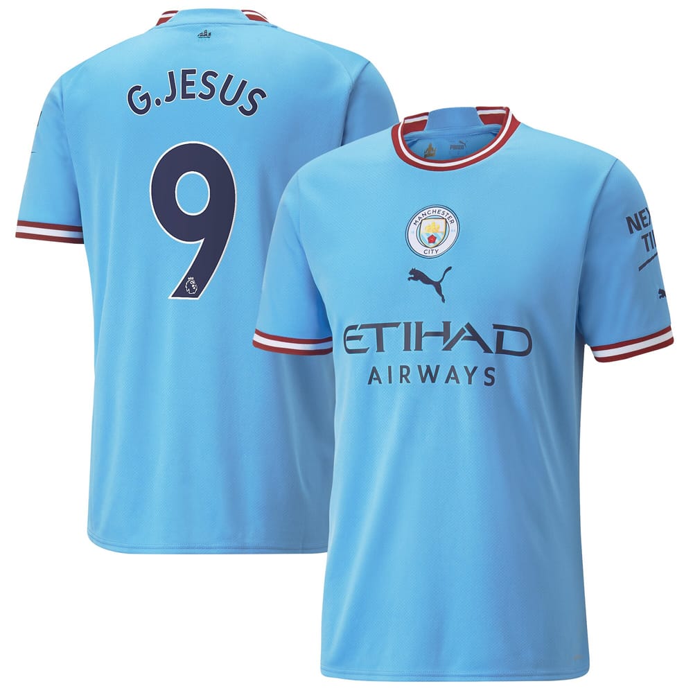 Premier League Manchester City Home Jersey Shirt 2022-23 player G.Jesus 9 printing for Men