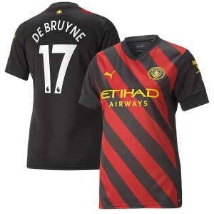Manchester City Away Shirt 2022-23 - Womens with De Bruyne 17 printing