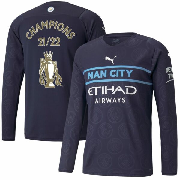 Premier League Manchester City Third Long Sleeve Jersey Shirt 2021-22 player Champions 22 printing for Men