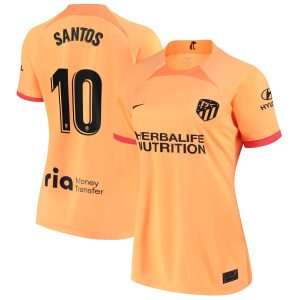 Atlético de Madrid Third Shirt 2022-23 - Womens with Santos 10 printing