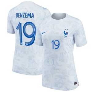 France Away Shirt 2022 - Womens with Benzema 19 printing