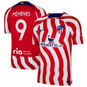 Atlético de Madrid Metropolitano Home Match Shirt 2022-23 with Memphis 9 printing