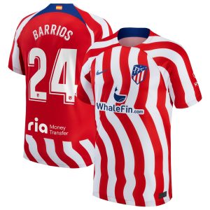 Atlético de Madrid Home Shirt 2022-23 with Barrios 24 printing