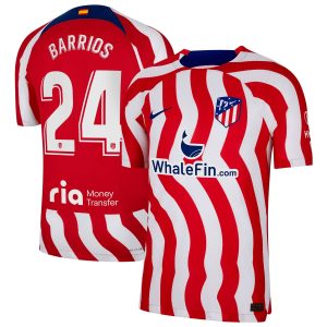 Atlético de Madrid Home Match Shirt 2022-23 with Barrios 24 printing