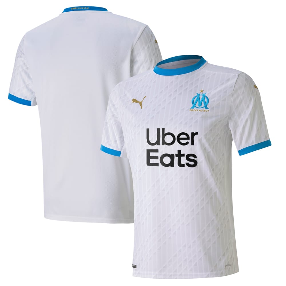 evne Citere metal Olympique Marseille Home White Jersey Shirt 2020-21 for Men