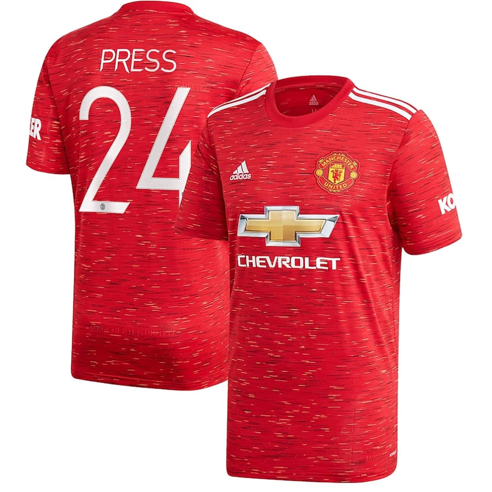 Manchester United Home Red Jersey Shirt 2020-21 player Christen Press printing for Men