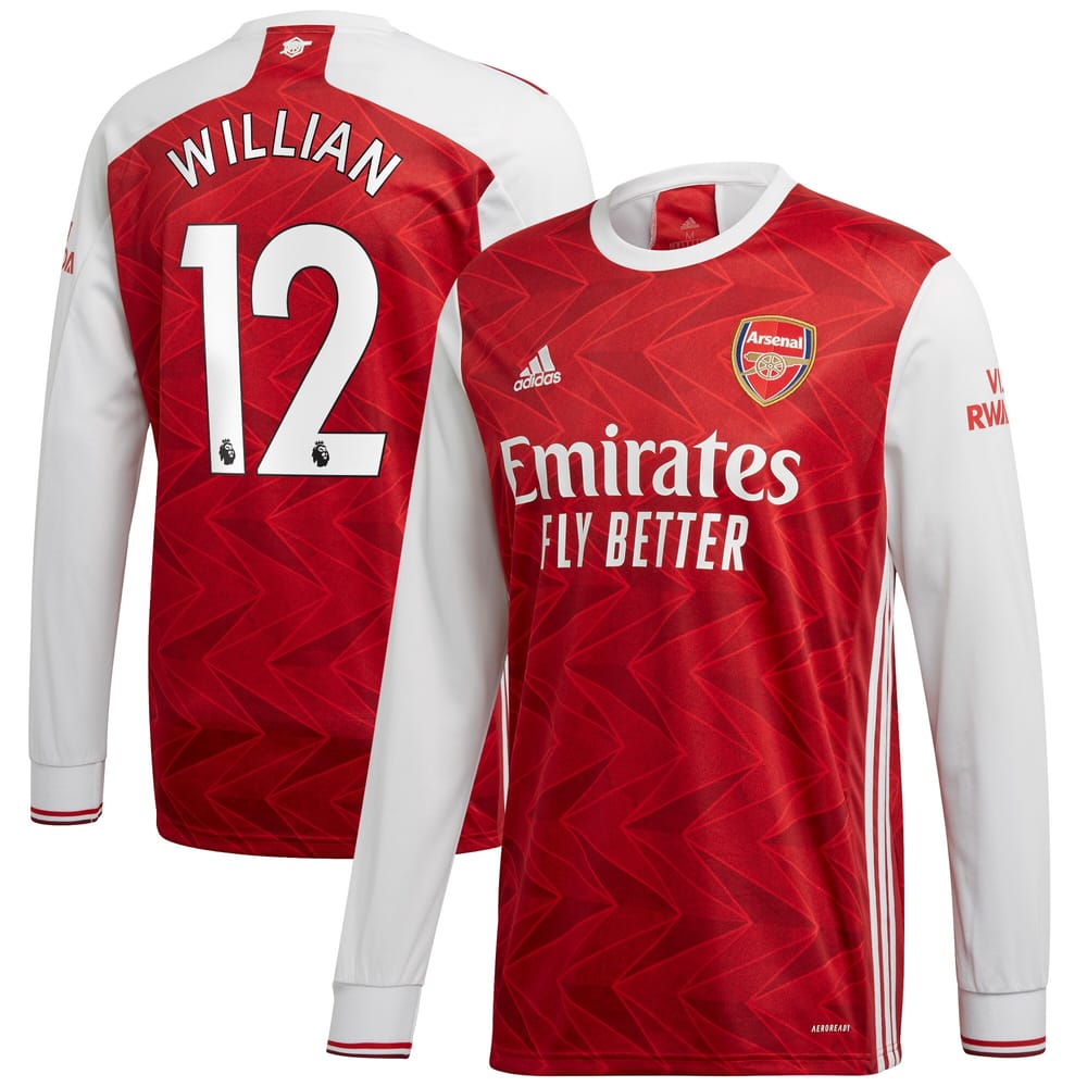 Arsenal Home Long Sleeve Maroon Jersey Shirt 2020-21 player Willian printing for Men